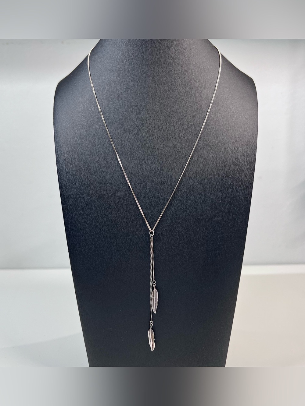 Sterling Silver Feather Lariat Necklace